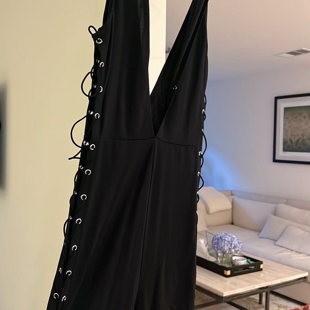 Lace up black jumpsuit